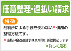 裁判所による手続きを使わない債務の整理方法です。※過払い金返還請求は原則的に訴訟提起します